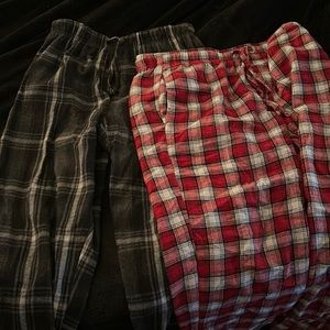2 pairs of plaid pajama bottoms